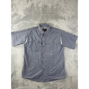 Drake Shirt Mens Small Blue Plaid‎ Short Sleeve Vented Button Up